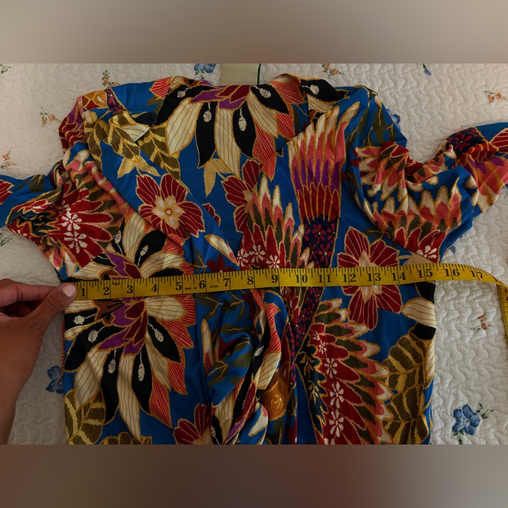 FARM Rio Turquoise Multi Floral Long Sleeve Wrap Dress - Picture 8 of 14